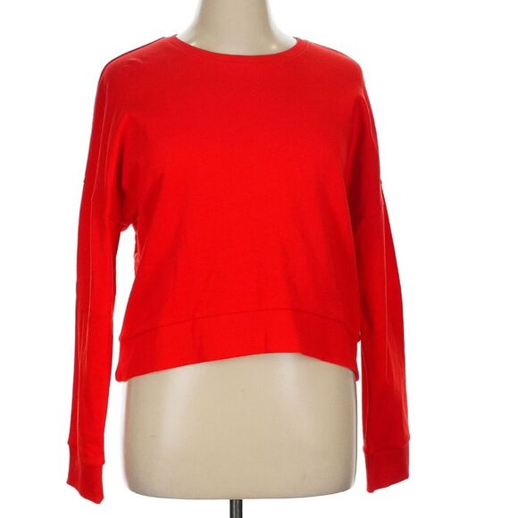 NEW ME+EM Red Cotton Crew Sweatshirt Curved Hem Sweater Size 16 - Picture 2 of 9